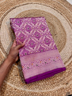 Magenta Pink 100% Pure Banarasi Katan Silk Meenakari Brocade Saree