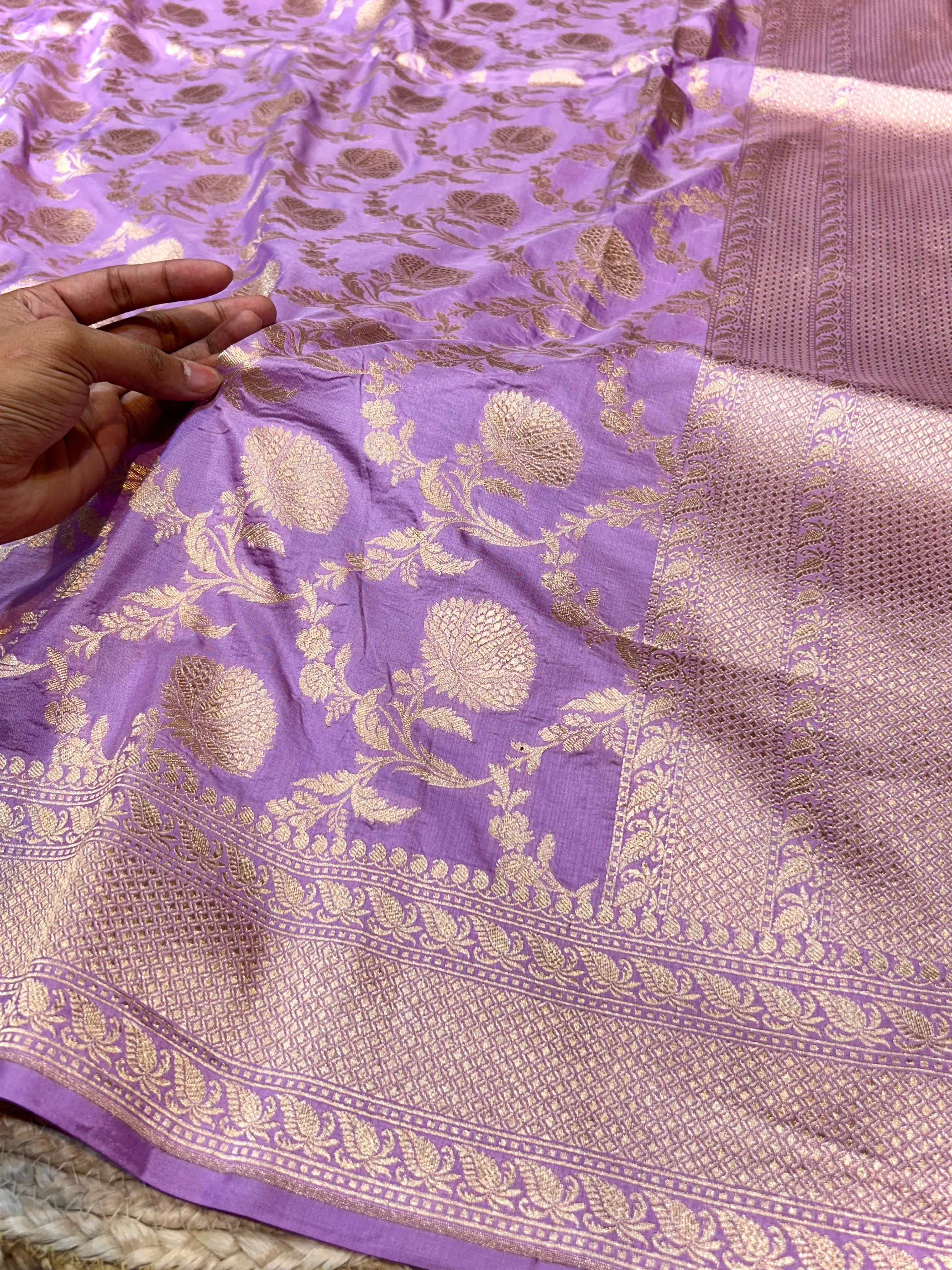 Lavender 100% Pure Banarasi Katan Silk Saree