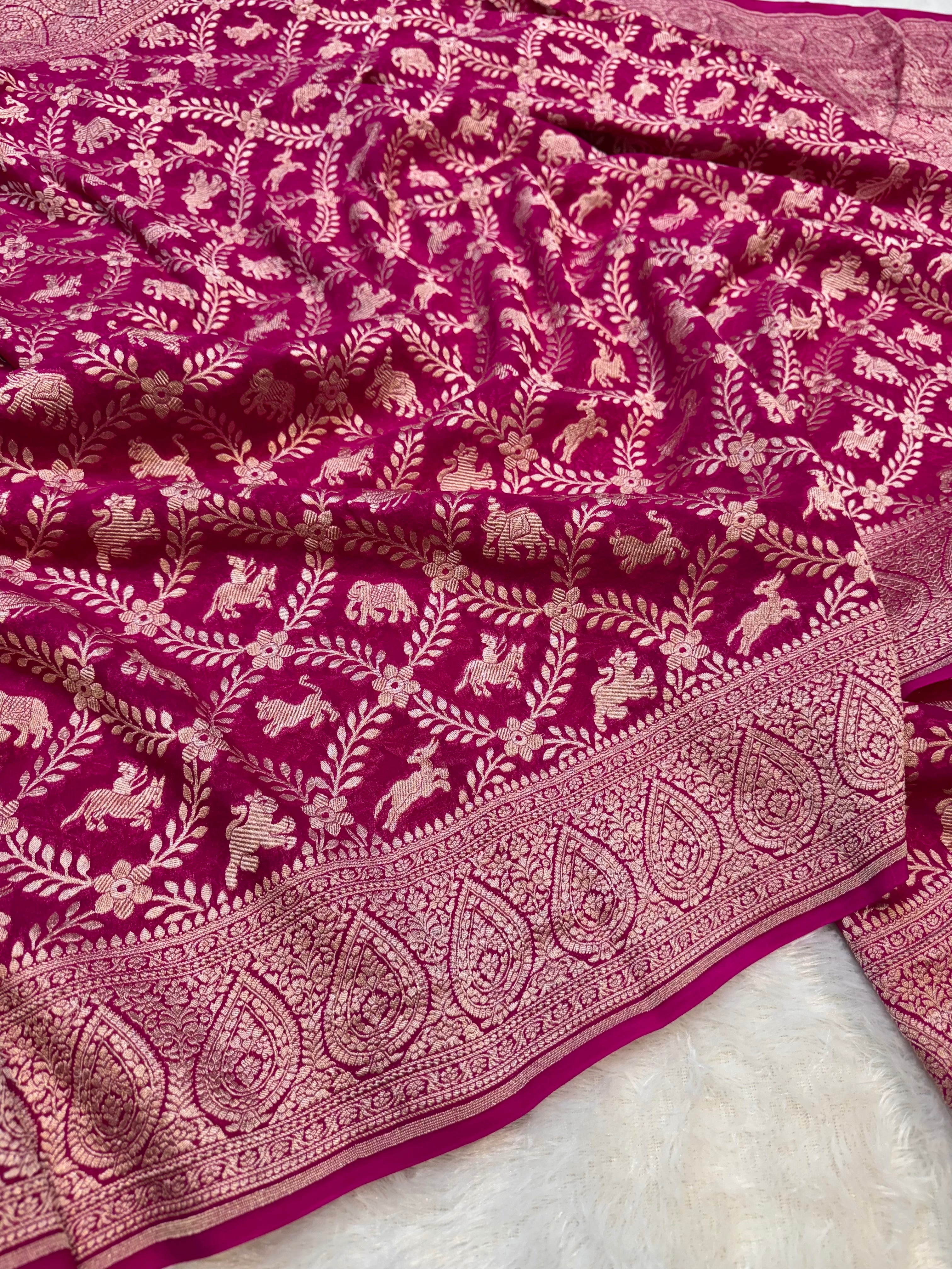 100% Pure Khaddi Georgette SHIKARGAH Saree