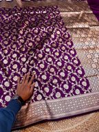 Wine Purple 100% Pure Banarasi Katan Silk Saree