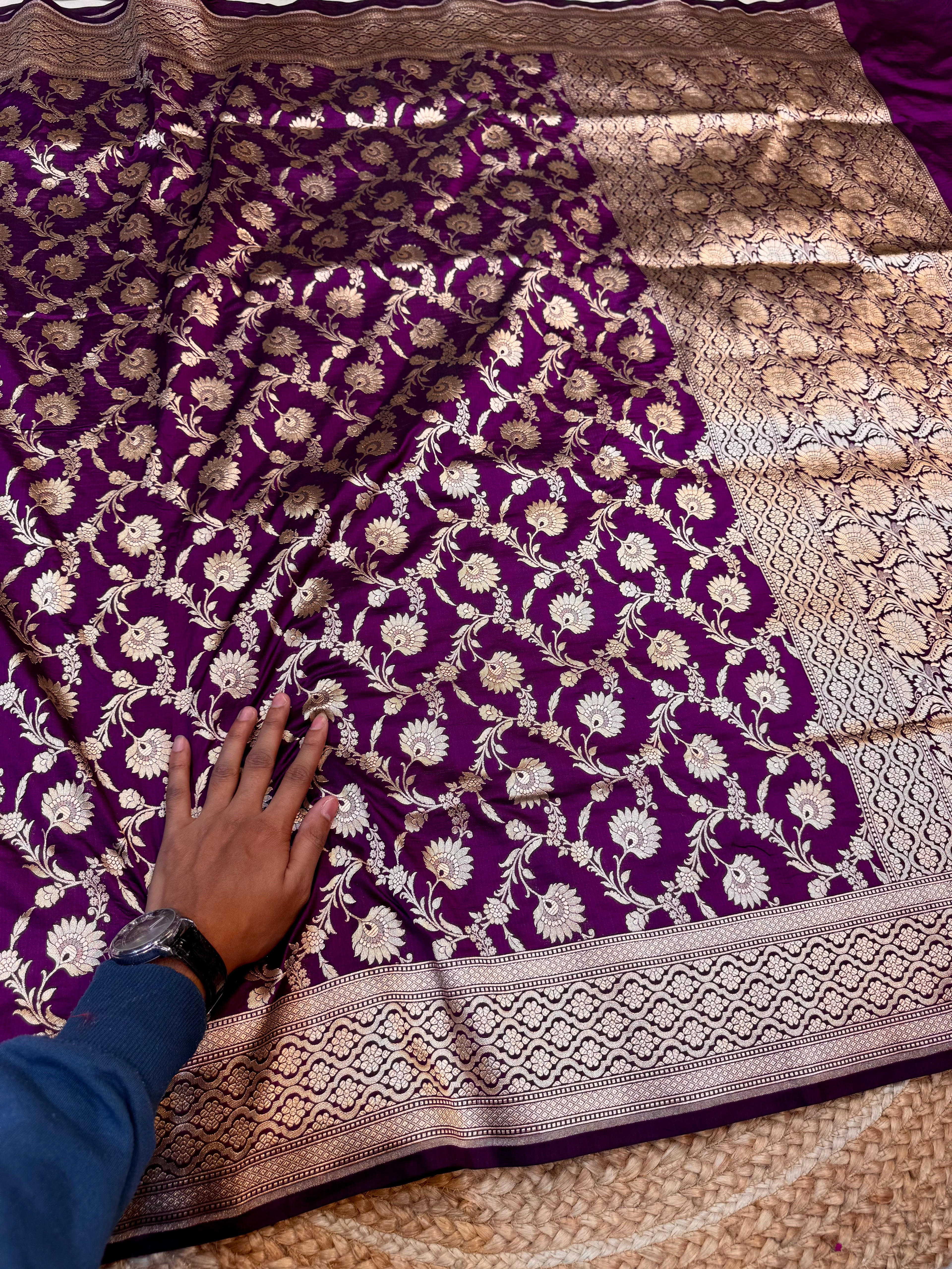Wine Purple 100% Pure Banarasi Katan Silk Saree