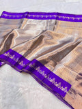 Violet Purple 100% Pure Banarasi Molten Tissue Silk Brocade Saree