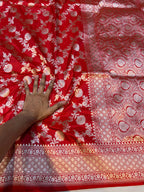 Red 100% Pure Banarasi Katan Silk Saree