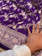 Prebook | Violet Purple 100% Pure Banarasi Katan Silk Saree