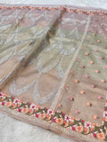 Watery Multicolour 100% Pure Handloom Tissue Silk Partywear Banarasi Embroidery Lightweight Saree