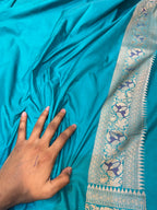 Sea Blue 100% Exclusive Pure Banaras Katan Silk Rangkaat Saree