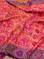 Prebook | Rani Pink Pure Ektara Banarasi Kora Jamdani Saree