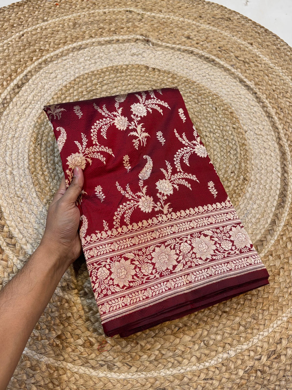Maroon 100% Pure Banarasi Katan Silk Saree