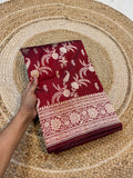 Maroon 100% Pure Banarasi Katan Silk Saree