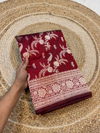 Maroon 100% Pure Banarasi Katan Silk Saree