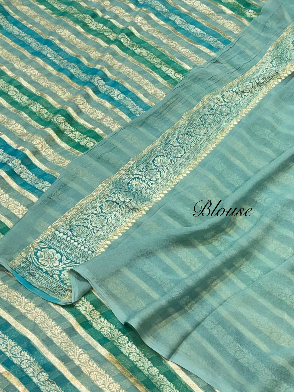 Sage Green 100% Pure Banarasi Khaddi Georgette RANGKAAT Saree