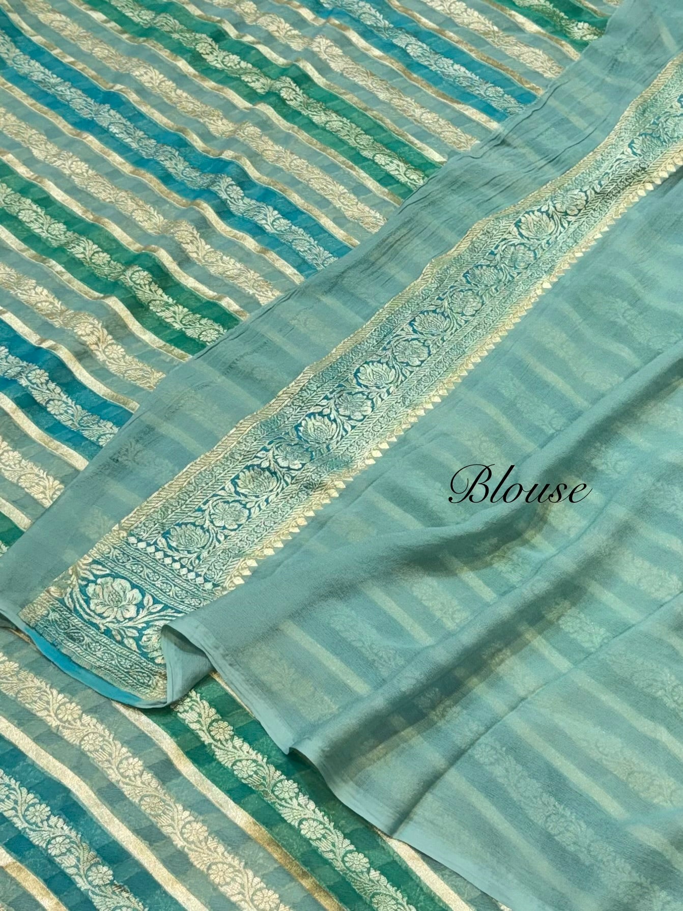 Sage Green 100% Pure Banarasi Khaddi Georgette RANGKAAT Saree