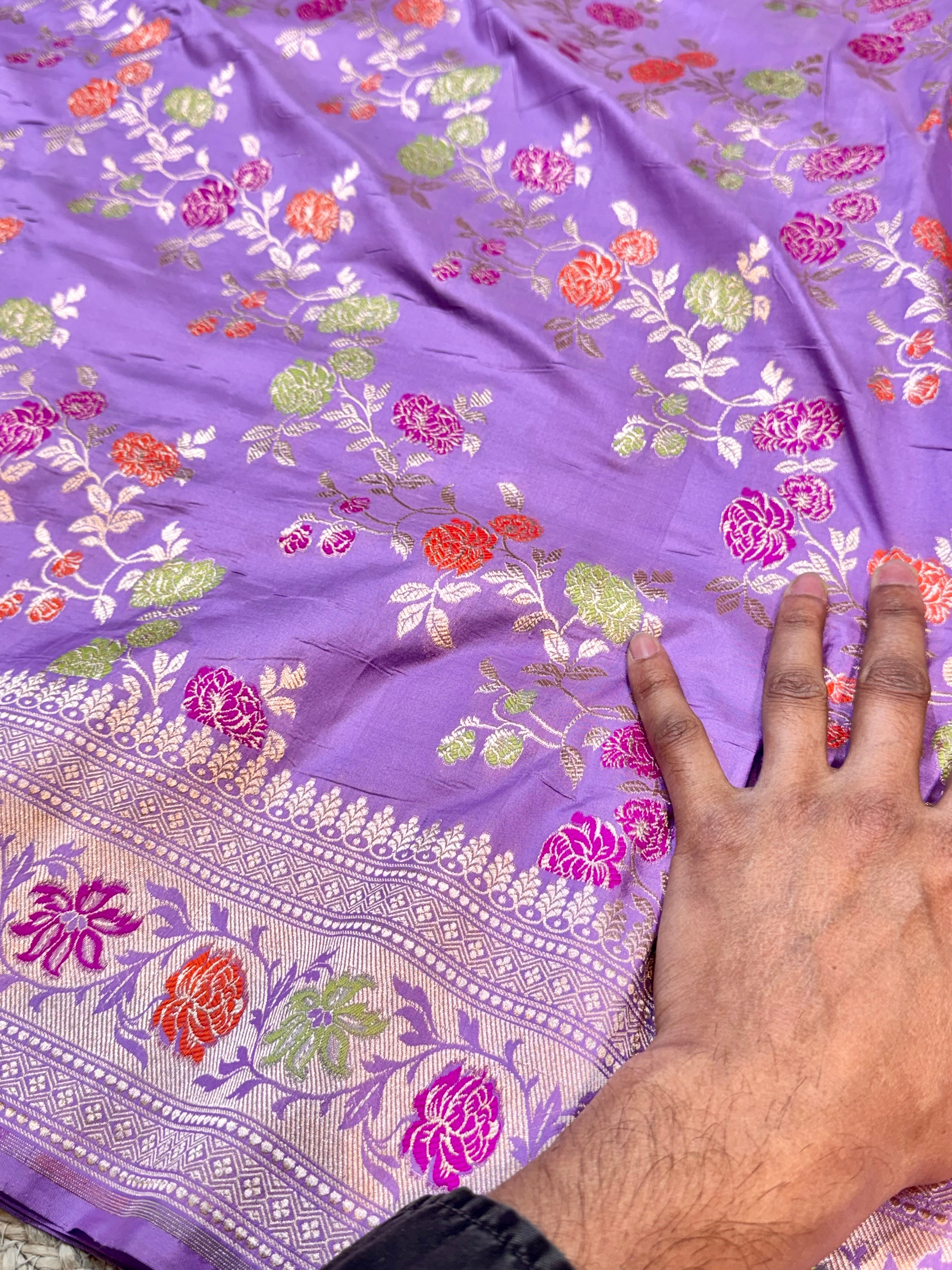 Prebook | Lavender 100% Pure Banarasi Katan Silk Meenakari Saree