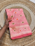 Baby Pink 100% Pure Banarasi Katan Silk Meenakari Brocade Saree