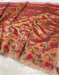 Diamond Red 100% Pure Handloom Double Tissue Petit work Partywear Banarasi Sarees