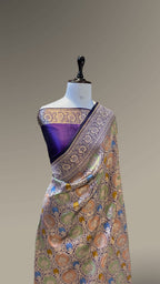 Prebook | Violet Purple 100% Pure Banaras Katan Silk Rangkaat Saree