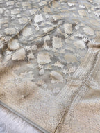 Diamond Grey 100% Pure Tissue Silk Banarasi Partywear Saree