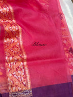 Prebook | Pink Pure Banarasi Ektara Kora Jamdani Saree