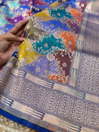 Royal Blue 100% Exclusive Pure Banaras Katan Silk Rangkaat Saree