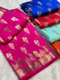 Rani Pink 100% Pure Banarasi Raw Mango Silk Saree