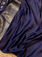 Deep Purple Banarasi Soft Mashru Silk Partywear Saree