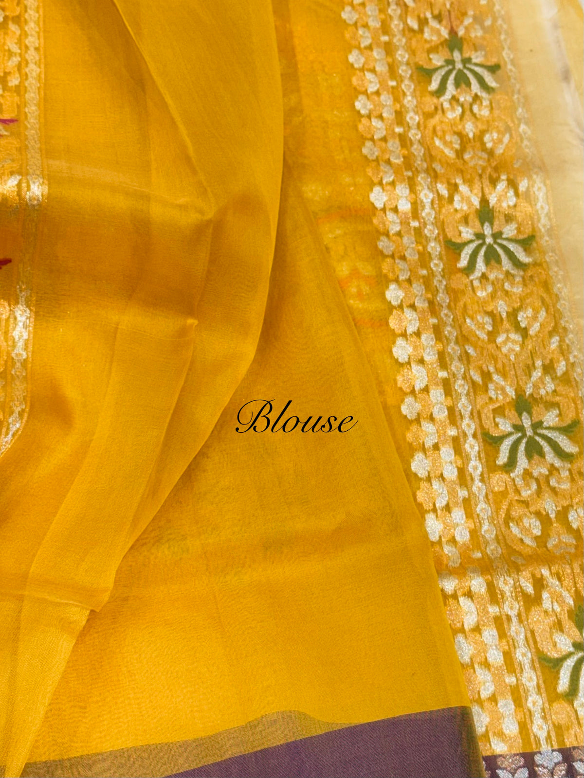 Sunflower Yellow Pure Banarasi Ektara Kora Jamdani Saree