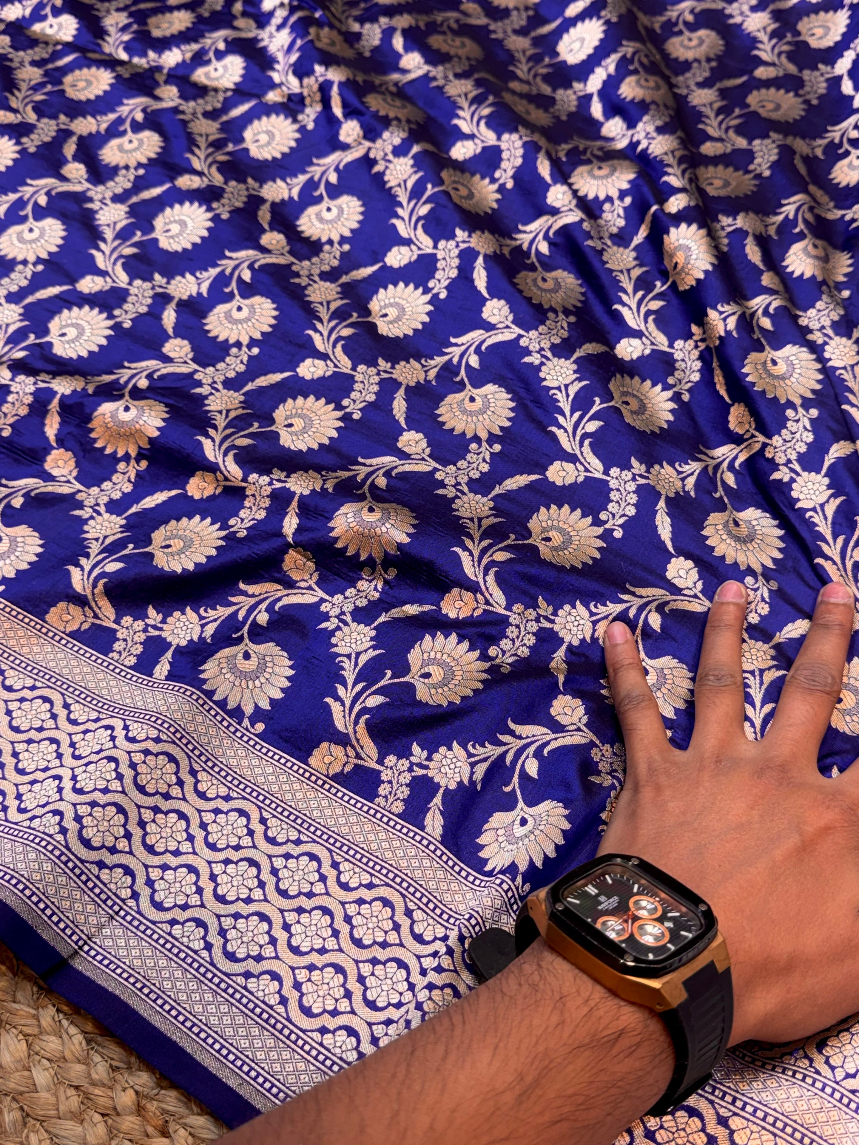 Royal Blue 100% Pure Banarasi Katan Silk Saree