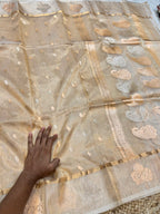 Diamond Gold 100% Pure Banarasi Tissue Silk Handloom Handwoven Saree