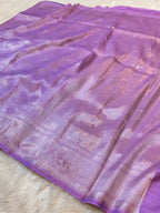 Lavender Pure Handloom Banarasi Mashru Silk Saree