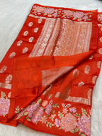 Prebook | Fanta Orange 100% Pure Banarasi Poona Silk Raw Mango Saree