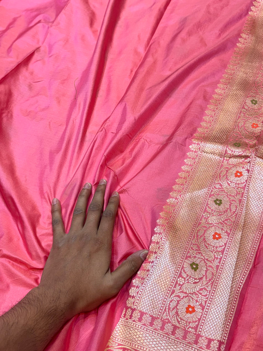 Baby Pink 100% Pure Banarasi Katan Silk Meenakari Brocade Saree
