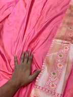 Baby Pink 100% Pure Banarasi Katan Silk Meenakari Brocade Saree