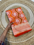 Prebook | Fanta Orange 100% Pure Banarasi Katan Silk Tilfi Meenakari Saree