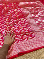 Strawberry Pink 100% Pure Banarasi Katan Silk Meenakari Saree