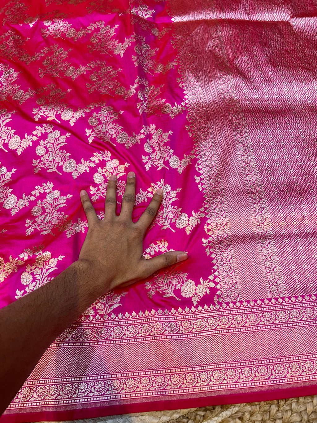 Rani Pink 100% Pure Banarasi Katan Silk Saree