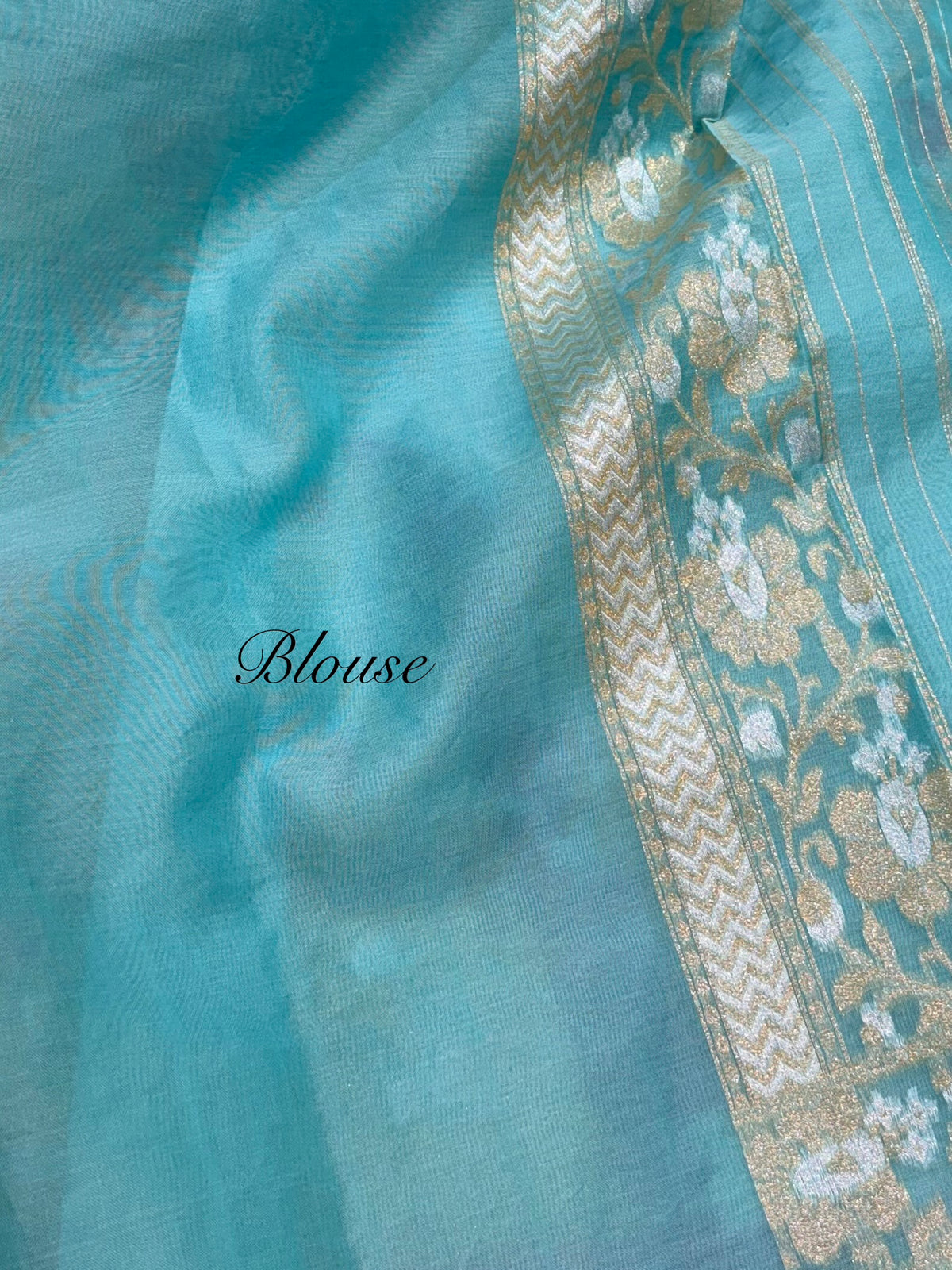 Ice Blue Pure Handloom Banarasi Ektara Kora Jamdani Saree