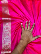 Rani Pink 100% Pure Banarasi Katan Silk Saree