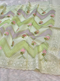 Pista Green Organza Silk Partywear Banaras Embroidered Lightweight Sarees