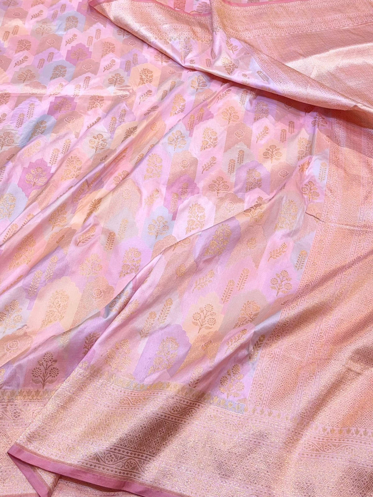 Baby Pink Exclusive Pure Banaras Katan Silk Rangkaat Saree