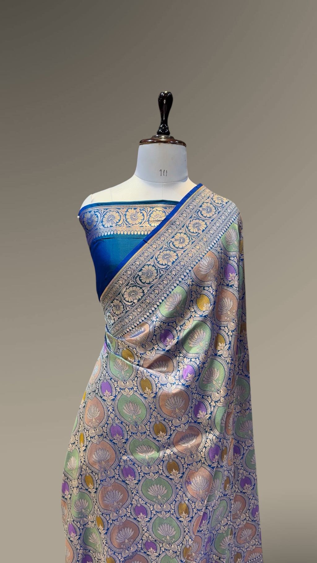 Dual Shade Peacock Blue 100% Exclusive Pure Banaras Katan Silk Rangkaat Saree