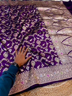 Prebook | Violet Purple 100% Pure Banarasi Katan Silk Meenakari Saree