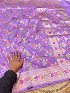 Prebook | Lavender 100% Pure Banarasi Katan Silk Meenakari Saree