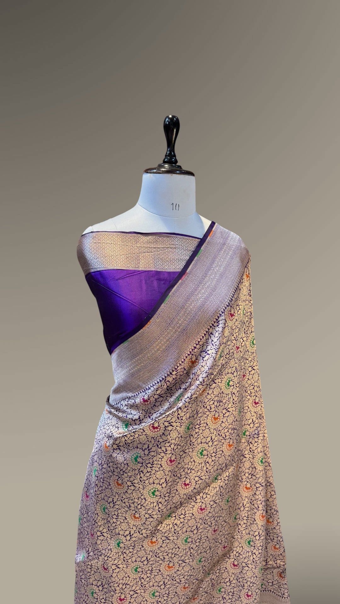 Prebook | Violet Purple 100% Pure Banarasi Katan Silk Meenakari Brocade Saree