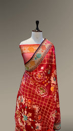 Prebook | Red Ektara Banarasi Kora Jamdani Saree
