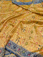 Diamond Golden 100% Pure Ektara Banarasi Tissue Jamdani Saree