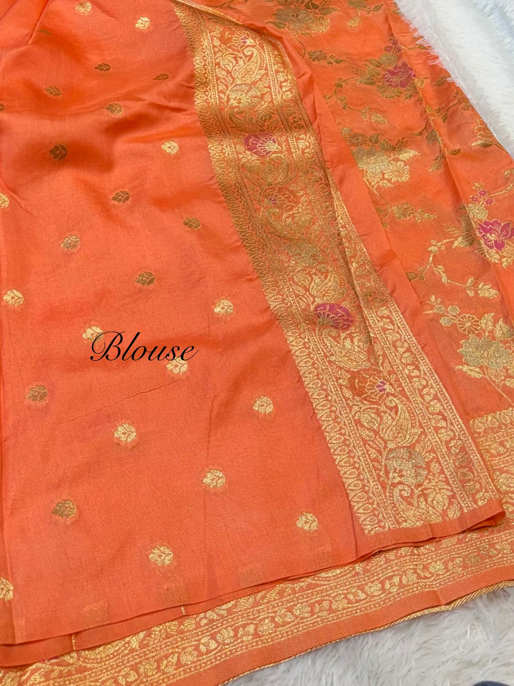 Light Peach Banarasi SemiKatan Silk Partywear Saree