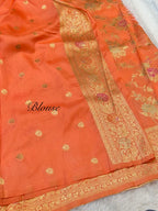 Light Peach Banarasi SemiKatan Silk Partywear Saree