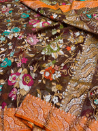 Prebook | Brown Pure Ektara Banarasi Kora Jamdani Saree
