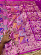 Magenta Pink 100% Exclusive Pure Banaras Katan Silk Rangkaat Saree