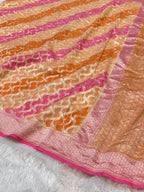 Peach 100% Pure Banarasi Khaddi Georgette RANGKAAT Saree